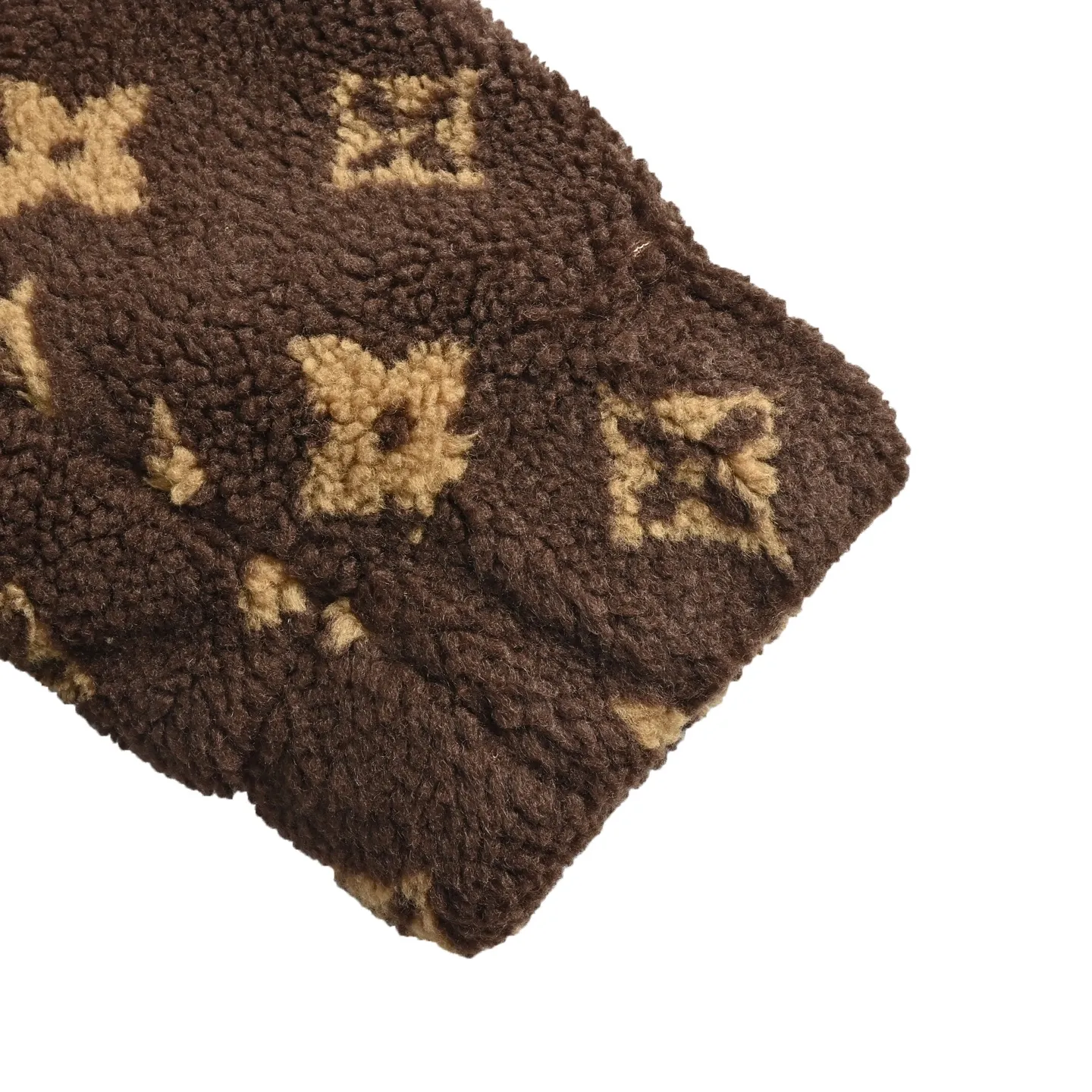 Louis Vuitton/Louis Vuitton dark brown all-over printed old flower Teddy polar fleece stand-up collar jacket